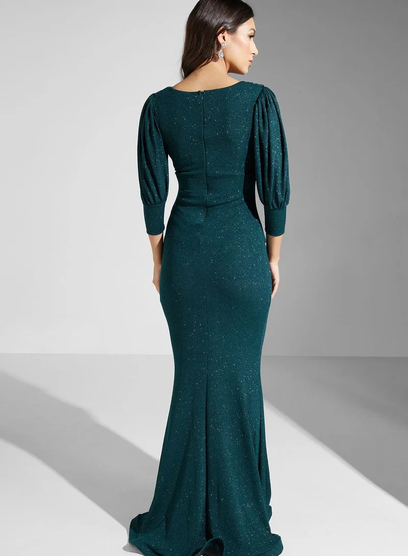 Khizana Ruched Detail Mermaid Dress