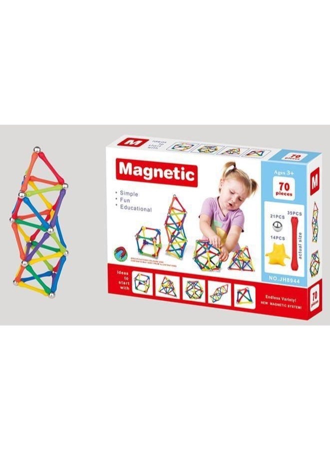 Toyland Magnetic Building Sticks & Balls Construction Set – 70 Pieces Educational Toy for Kids. - Image 5