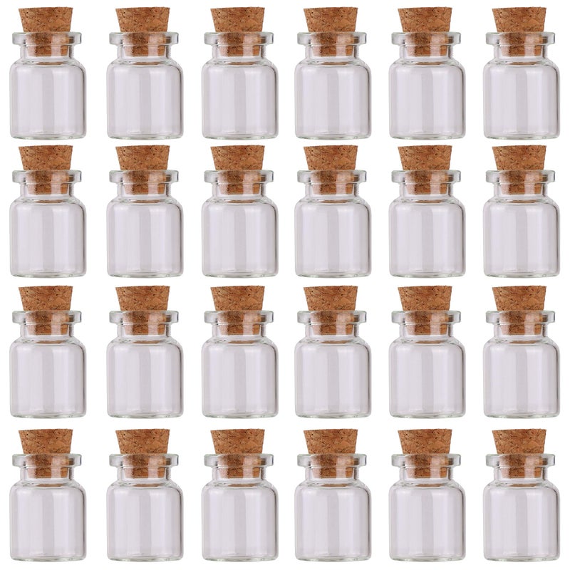 MaxMau 24pcs Mini Glass Bottles with Cork Stoppers 5ml DIY Art Crafts Storage ContainerTiny Glass Vials Cork for Wedding DecorationSmall Glass Corks Jars Party Favor
