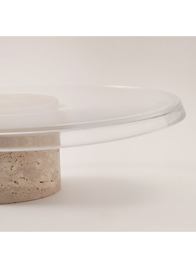La Mesa La Mesa cake stand with travertine stone base and glass plate dia 30cm  - Image 1