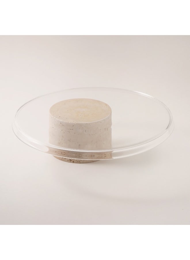 La Mesa La Mesa cake stand with travertine stone base and glass plate dia 30cm  - Image 2