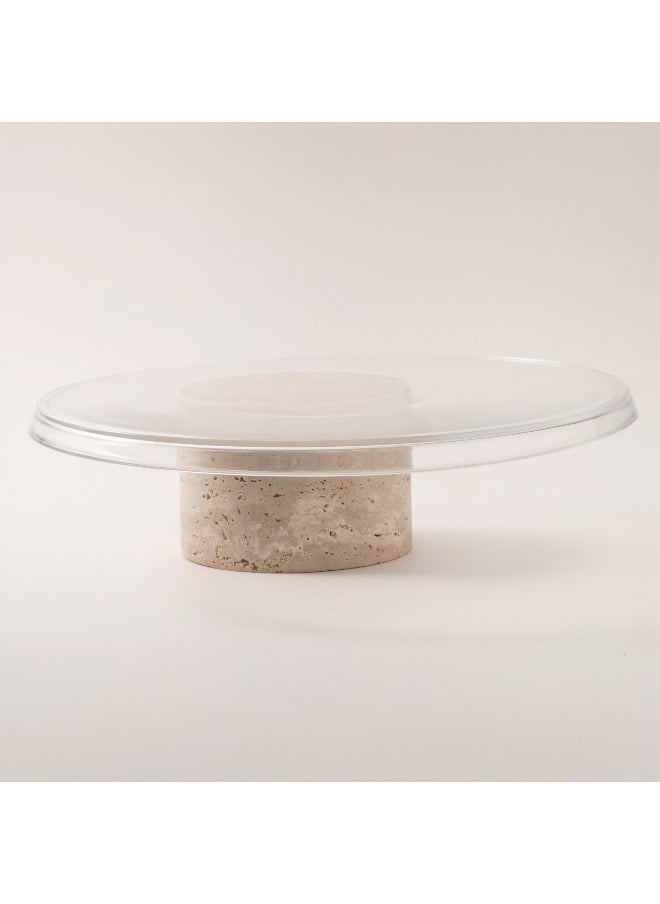 La Mesa La Mesa cake stand with travertine stone base and glass plate dia 30cm  - Image 4
