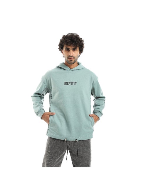 Men's oversized hoodie with hood and printed sides and sleeves