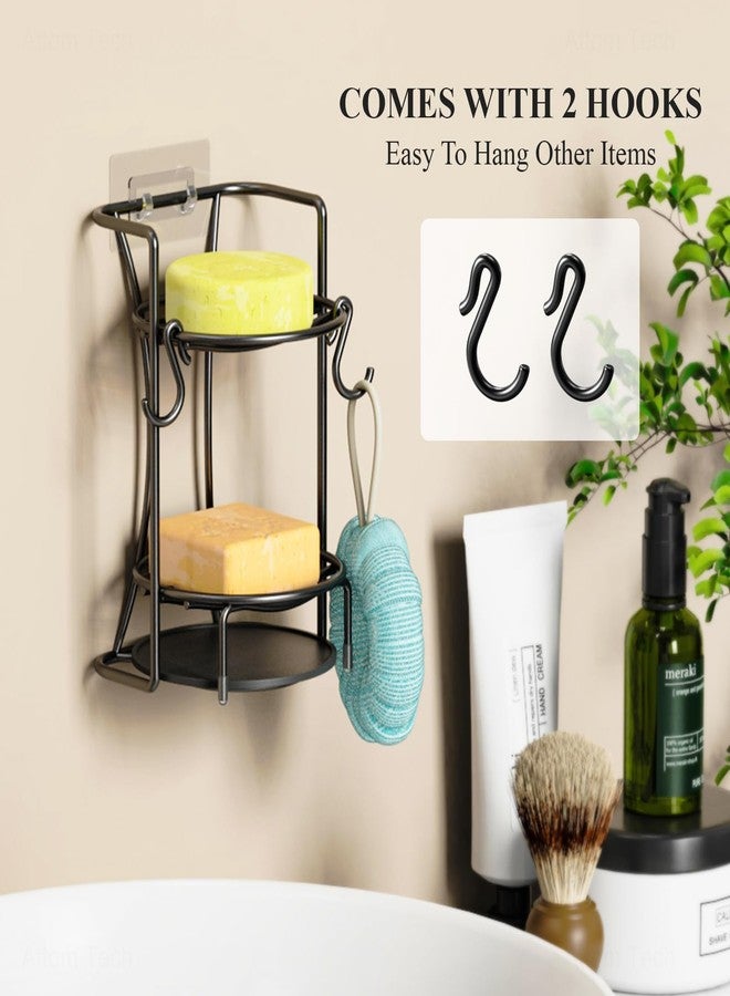 ان اي هوم حامل صابون NiHome ذو طبقتين مع نظام تصريف فعال، حامل صابون للشامبو، حامل صابون صلب، حامل صابون للاستحمام بطلاء متين مقاوم للصدأ (أسود) - Image 3