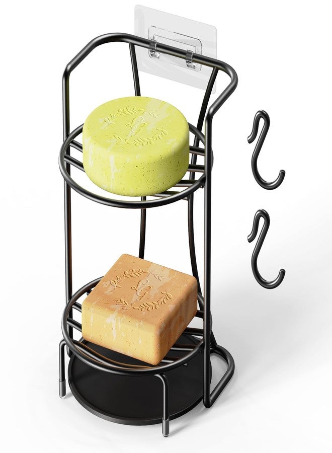 ان اي هوم حامل صابون NiHome ذو طبقتين مع نظام تصريف فعال، حامل صابون للشامبو، حامل صابون صلب، حامل صابون للاستحمام بطلاء متين مقاوم للصدأ (أسود) - Image 1