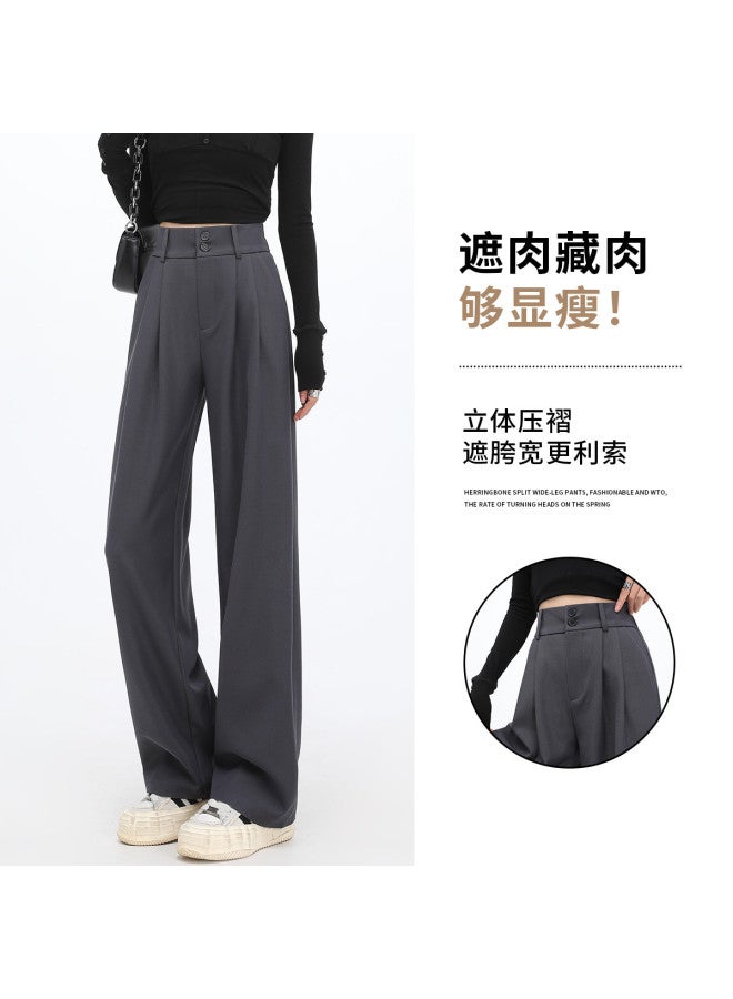Hstyle Double Pleat Double Breasted Wide Leg Pants For Women - 2025 Summer Draped Versatile Casual Slimming Extra Length Options Trousers - Image 5