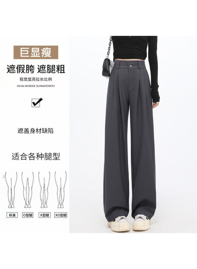 Hstyle Double Pleat Double Breasted Wide Leg Pants For Women - 2025 Summer Draped Versatile Casual Slimming Extra Length Options Trousers - Image 4