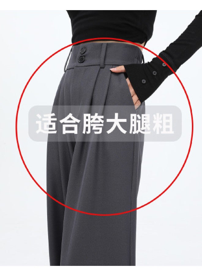 Hstyle Double Pleat Double Breasted Wide Leg Pants For Women - 2025 Summer Draped Versatile Casual Slimming Extra Length Options Trousers - Image 1