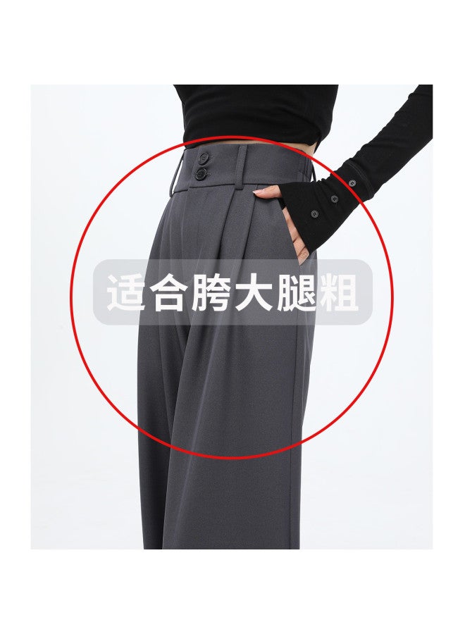 Hstyle Double Pleat Double Breasted Wide Leg Pants For Women - 2025 Summer Draped Versatile Casual Slimming Extra Length Options Trousers - Image 2