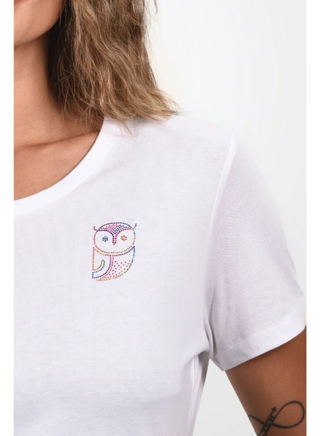 Primina Women printed T-Shirt, OWL  reSoft, Breathable Cotton Comfort: Embrace Style with Our Printed Collection – Where Fashion Meets Ease for the Ultimate Statement in Every Thread, Every Print, Every Wear!  - Image 3