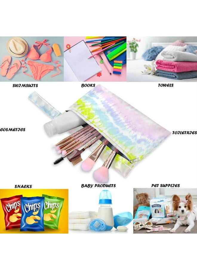 visesunny Rainbow Ink Tie Dye 2Pcs Wet Bag With Zippered Pockets Washable Reusable Roomy Diaper Bag For Travelbeachdaycarestrollerdiapersdirty Gym Clotheswet Swimsuitstoiletries  - Image 4