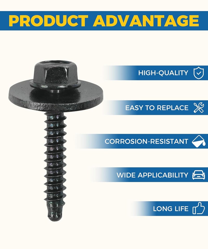 UBOG 20PCS Fender Screws,Fender Liner Screws,Car Accessories Bumper Bolts,Fender Liner Bumper Cover Splash Shield Bolt Screw,Splash Shield Screws Replacement,Compatible #11570498 W716345-S450B - Image 3