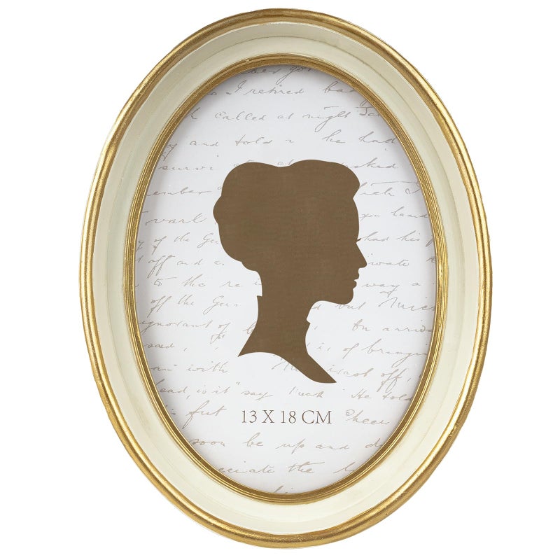 AELS 5x7 Inch Vintage Picture Frame Elegant Antique Photo Frames with Glass Front Photo Display Tabletop Wall Hanging Gift Ideas Offwhite Oval with Gold Trim