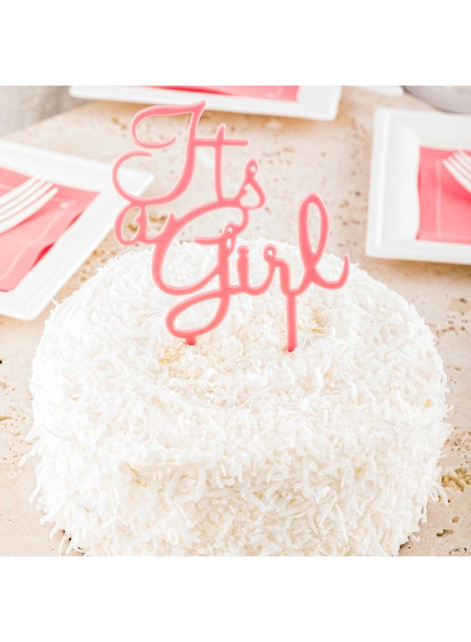 Restaurantware Top Cake Baby Cake Topper, 1 Sturdy Cake Topper - For Gender Reveal Parties, Dessert Decoration, Pink Acrylic Baby Shower Cake Topper, Won’t Sink Into Pastries - Image 3