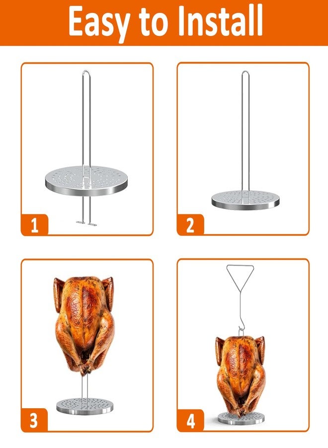 AJinTeby Turkey Fryer Accessories Vertical Chicken Roaster with Poultry Hanger, Turkey Deep Fryer Roaster Holder Base, Turkey Frying Rack with Chrome Finish Wire Handle Lifter Hook - Image 5