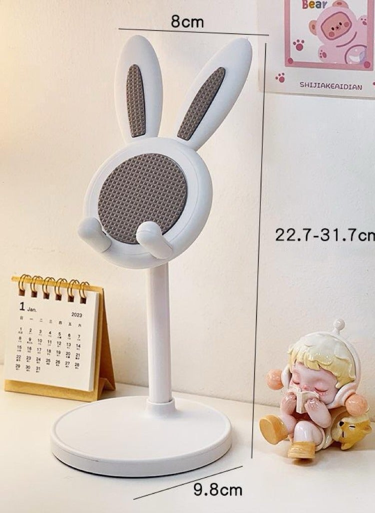Phone Stand Cute Bunny Rabbit Phone Stand, Angle Height Adjustable Cute Bunny Phone Stand for Desk,Compatible with All Mobile Phones-white - Image 1