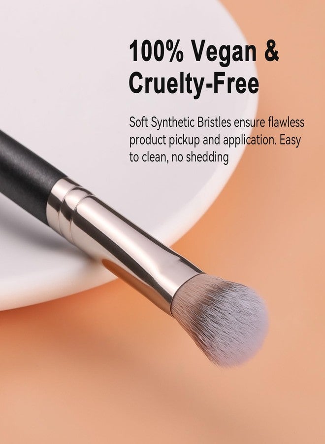 TEOYALL Highlighter Brush, Small Plush Fluflly Synthetic Bristles Tapered Under Eye Setting Brush for Bronzer Cheek with Loose Powder - Image 2