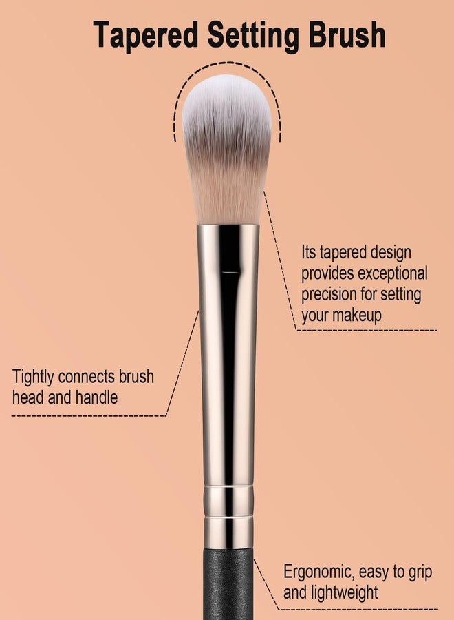 TEOYALL Highlighter Brush, Small Plush Fluflly Synthetic Bristles Tapered Under Eye Setting Brush for Bronzer Cheek with Loose Powder - Image 3