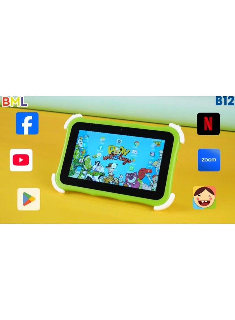 بمل جهاز لوحي ذكي B12 بشاشة 7 بوصات عالية الدقة وذاكرة وصول عشوائي 8 جيجابايت وذاكرة قراءة فقط 256 جيجابايت باللون الأخضر - Image 1