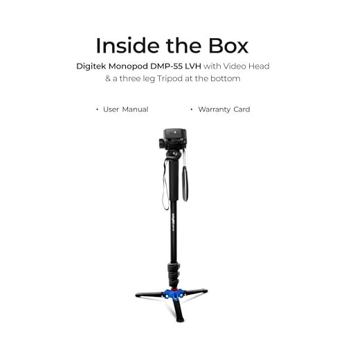 DIGITEK® (DMP 55 LVH) Foldable 1600mm Monopod with Video Head & Tripod Leg Base, 3kg Max Load, 4 Section Design, Easy Grip, Effortless Panorama Shots - Ideal for Travel & Indoor/Outdoor Video Shoots - Image 2