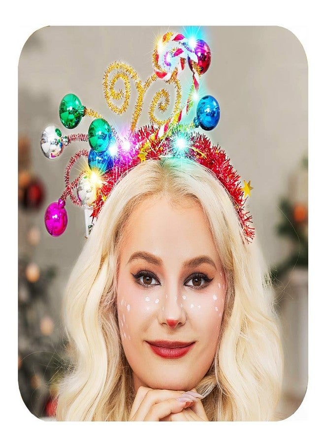 CAKURE Christmas Headbands Light Up Christmas Ball Headband Xmas Holiday Hair Accessories for Women and Girls (Type 1) - Image 1