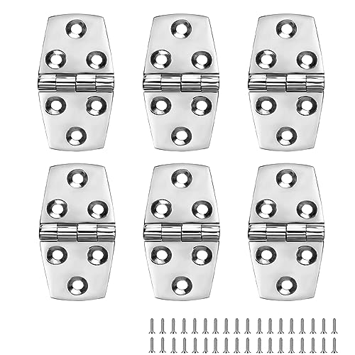 ODYSUNRAL Boat Hatch Hinges Marine Hinges Stainless Steel 3 inch x 15 inch 76 x 38mm No Noise Heavy Duty 316 Stainless Steel with Screws 6 PCS - Image 1