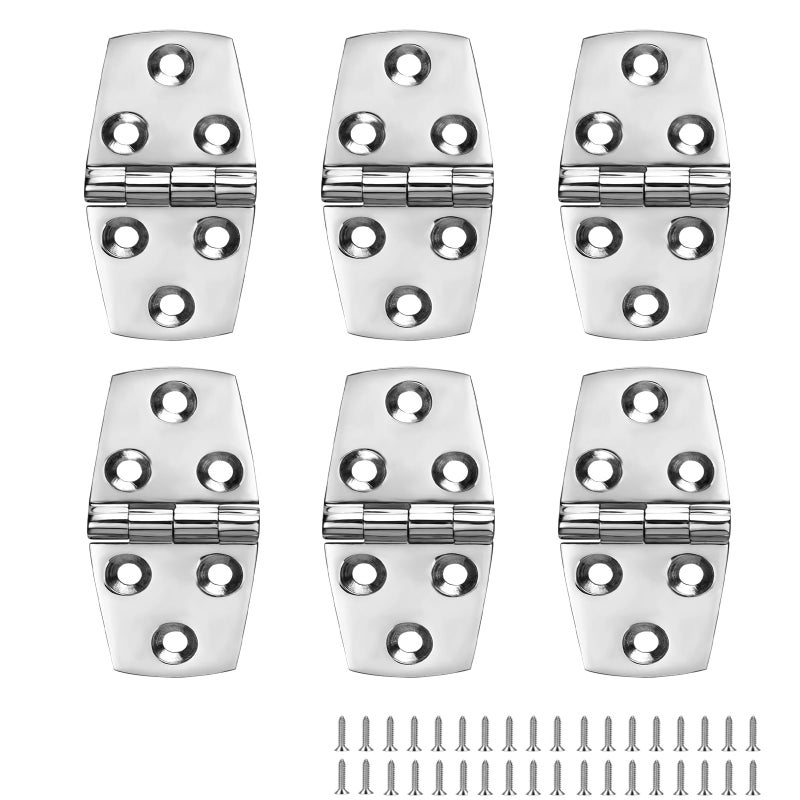 ODYSUNRAL Boat Hatch Hinges Marine Hinges Stainless Steel 3 inch x 15 inch 76 x 38mm No Noise Heavy Duty 316 Stainless Steel with Screws 6 PCS - Image 2