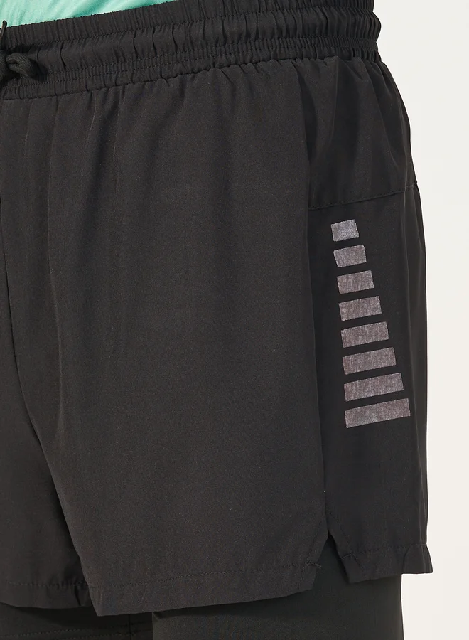 Styli Styli 4-Way Stretch 2in1 Training Shorts with Side Print Detail