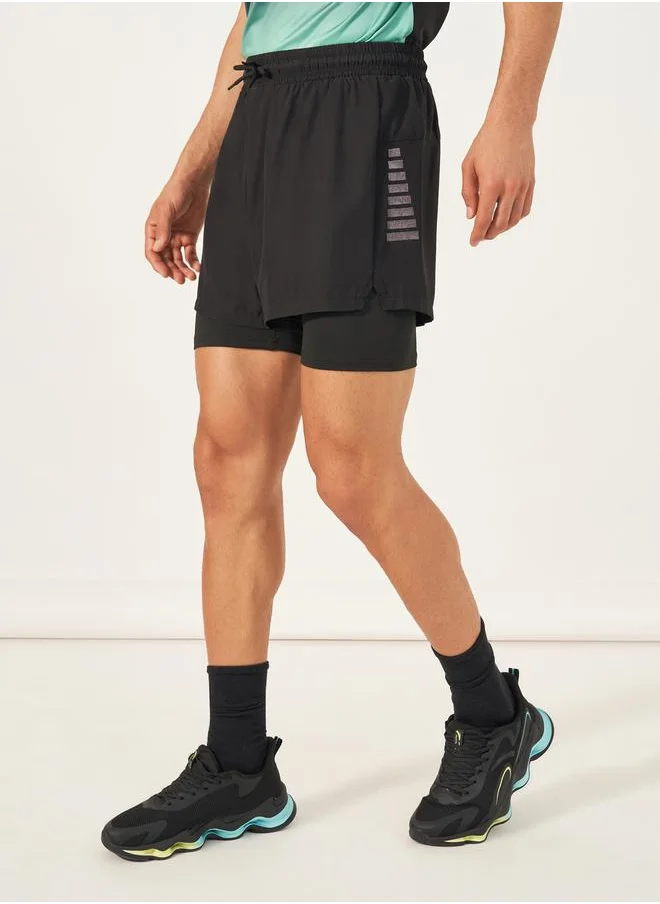 Styli 4-Way Stretch 2in1 Training Shorts with Side Print Detail