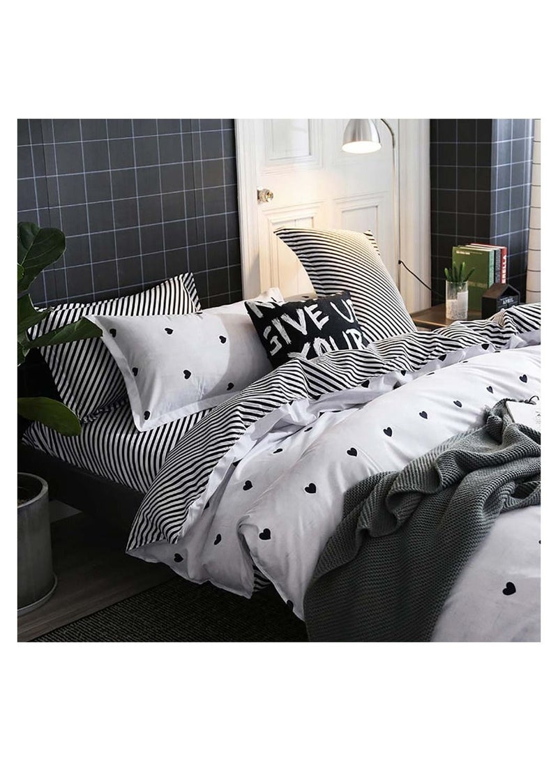 Sharpdo 4-Piece Bed Sheet Luxury Cotton Microfiber Soft Quilt with Comforter Cover, Flat and Pillowcases Single Set 2m 200X230cm - Image 3