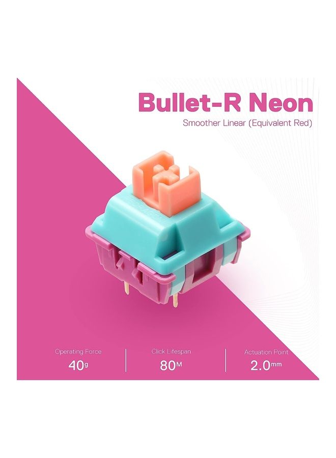 Redragon A113 Bullet-R Linear Mechanical Switch, 3-Pin Plate Mounted Cherry MX Red Equivalent, Hot-Swappable DIY Keyboard Quiet Switch Mod, 50 Million Click(24 pcs Switches, Keycap + Switch Puller) - Image 2