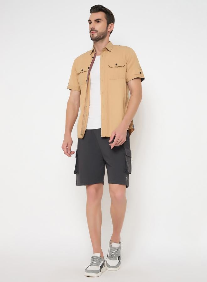 John Players John Player Solid Drawstring Waist Lounge Shorts with Pockets - Image 1