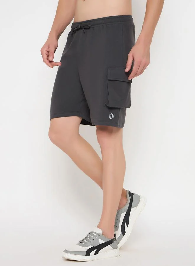 John Players John Player Solid Drawstring Waist Lounge Shorts with Pockets
