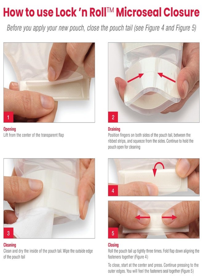 HOLLISTER هوليستر 18193 صورة جديدة كيس استومي قابل للتصريف 2 قطعة 12 بوصة، رمز لون أحمر مطابق، 10 عبوة، كيس شفاف - حجم فلانج 2-1/4 بوصة - Image 4