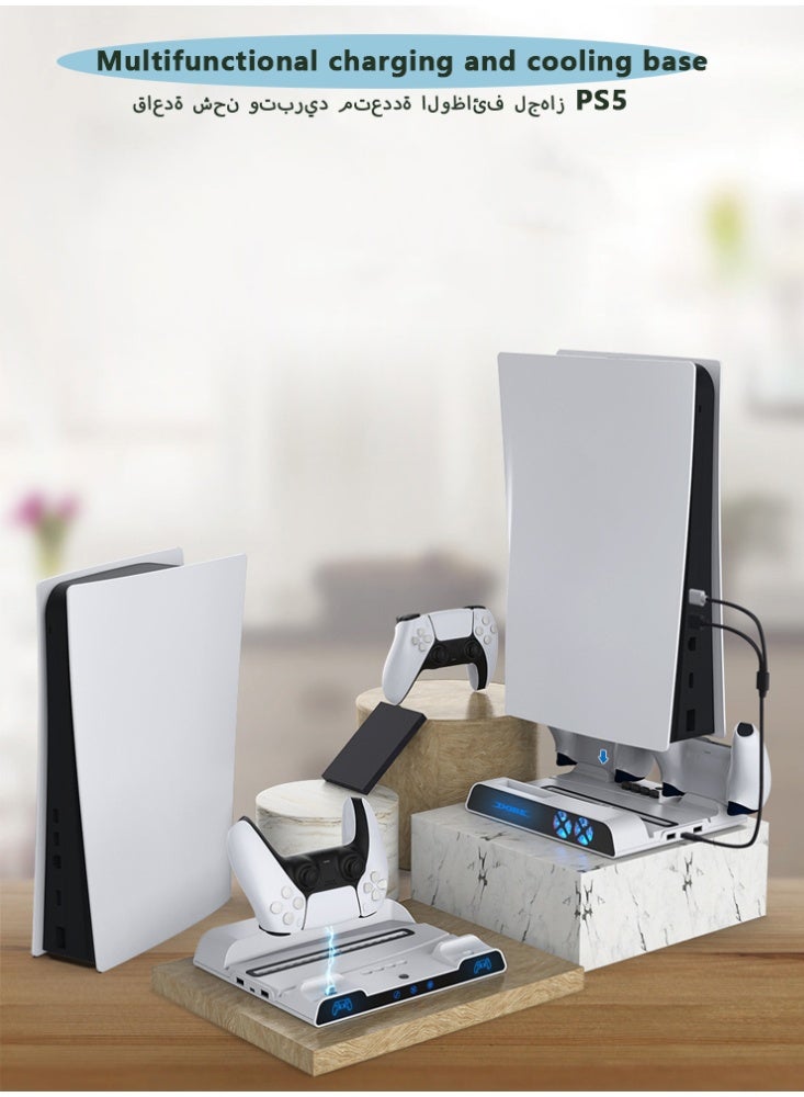 DOBE Multi-Functional Cooling Fan Base for PS5 / PS5 Slim / PS5 Pro | DualSense Controller Charging Station & External Hard Drive Storage Rack - Image 2