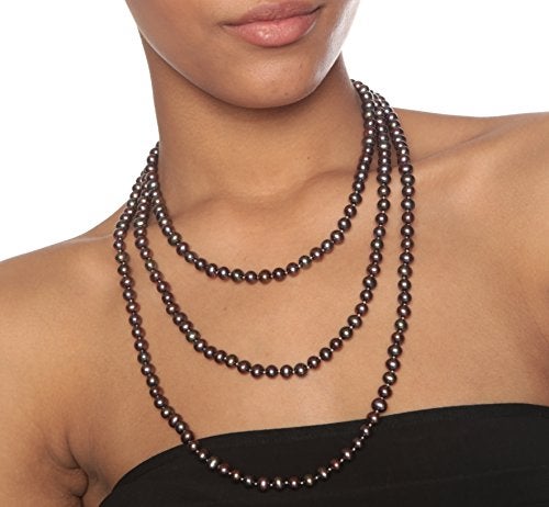 HinsonGayle Fine Pearl Jewelry HinsonGayle AAA Handpicked 6.5-7mm Iridescent Black Freshwater Cultured Pearl Rope Necklace 65 inch-65 in Length - Image 4
