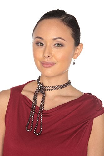 HinsonGayle Fine Pearl Jewelry HinsonGayle AAA Handpicked 6.5-7mm Iridescent Black Freshwater Cultured Pearl Rope Necklace 65 inch-65 in Length - Image 2