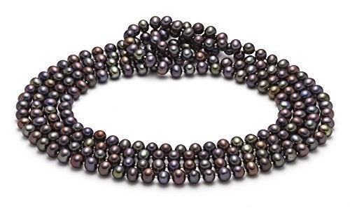 HinsonGayle Fine Pearl Jewelry HinsonGayle AAA Handpicked 6.5-7mm Iridescent Black Freshwater Cultured Pearl Rope Necklace 65 inch-65 in Length - Image 3