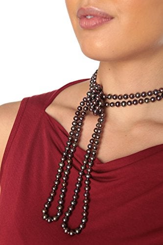 HinsonGayle Fine Pearl Jewelry HinsonGayle AAA Handpicked 6.5-7mm Iridescent Black Freshwater Cultured Pearl Rope Necklace 65 inch-65 in Length - Image 5