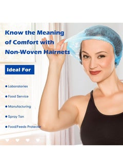 Yahenda 500 Pcs Disposable Bouffant Caps Bulk disposable hair covers Disposable Caps for Hair Elastic Dust Cap Hairnets for Food Service, Nurses, Labs(21 Inches,Blue)  - Image 3