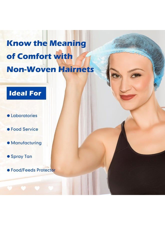 Yahenda 500 Pcs Disposable Bouffant Caps Bulk disposable hair covers Disposable Caps for Hair Elastic Dust Cap Hairnets for Food Service, Nurses, Labs(21 Inches,Blue) - Image 3