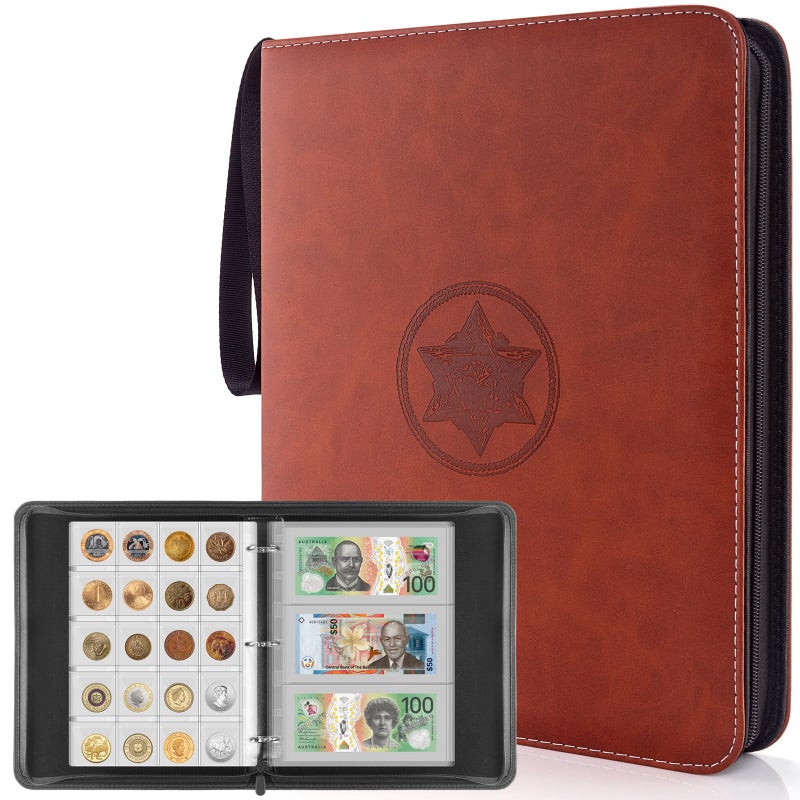JoyHood Coin Collection Book Holder for Collectors - 400 Coins Pockets+15 Bills Pockets, Coin Collection Organizer Storage Box Case Album for 20/25/ 27/30/ 38mm Coin - Image 2