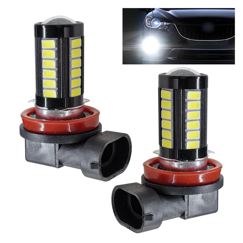 LHDOS 2PCS H11 Car LED Fog Light Bulbs 12V 1500 Lumen5630 33SMD LED Antifog Lights Plug and Play DRL Power LEDs Bulbs Universal 6500K White Super Bright Light Replacement for Car Truck SUV H11 - Image 3