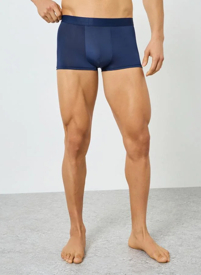 Men Navy Blue Solid Trunks