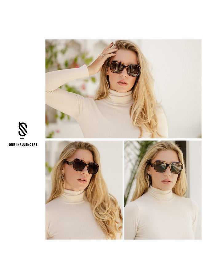 Sojos Trendy Square Polarized Sunglasses For Womens Mens,Retro Polygon Plastic Frame Designer Inspired Sun Glasses Sj2310  - Image 2