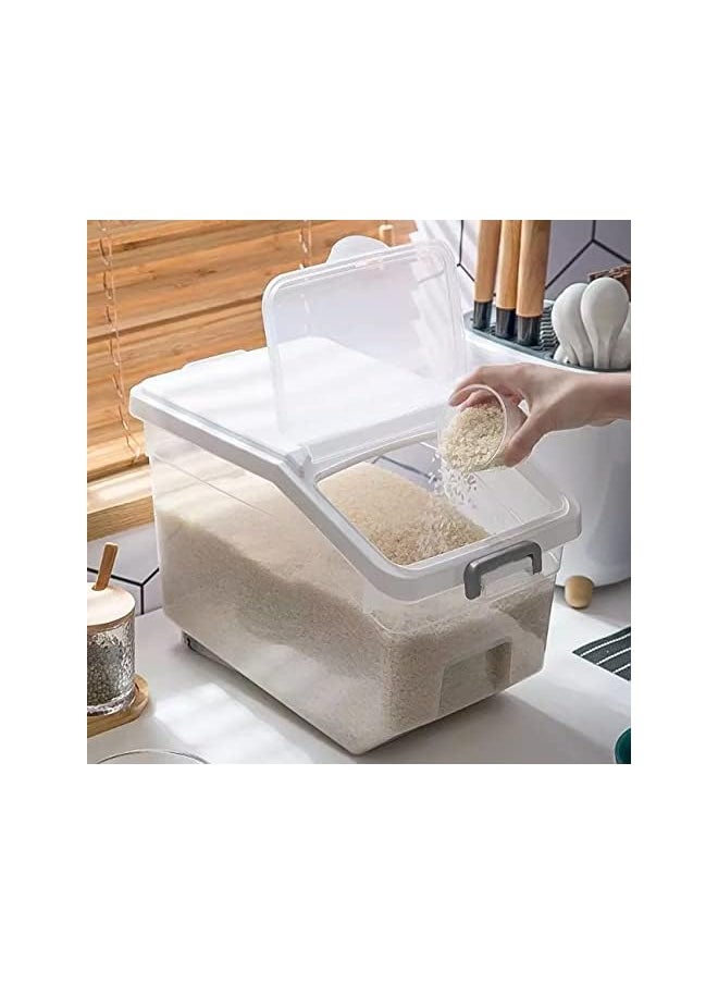 Rice Storage Containers 2pcs (5kg & 10kg)-Food Storage Container with Lid, BPA Free Plastic Large Cereal Storage Box, Multifunctional Containers for Kitchen Food with Measuring Cups