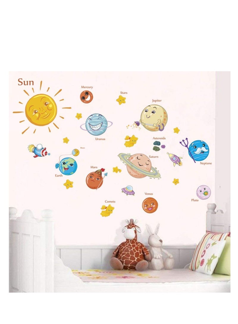 SYOSI Kids Room Wall Art Decor Decals Cartoon Removable Universe Space Planet Solar System Galaxy DIY Home Wall Stickers Decals Murals for Bedroom Living Room Ceiling Boys Girls Rooms Nursery - Image 4