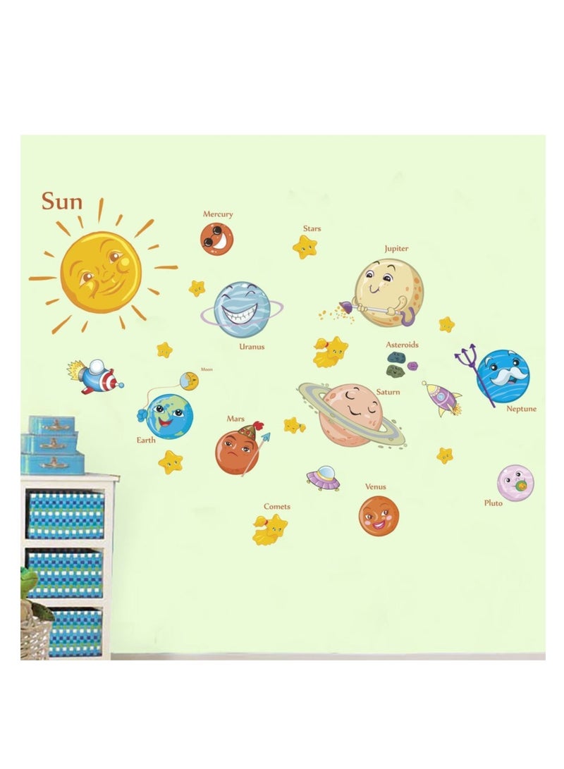 SYOSI Kids Room Wall Art Decor Decals Cartoon Removable Universe Space Planet Solar System Galaxy DIY Home Wall Stickers Decals Murals for Bedroom Living Room Ceiling Boys Girls Rooms Nursery - Image 3