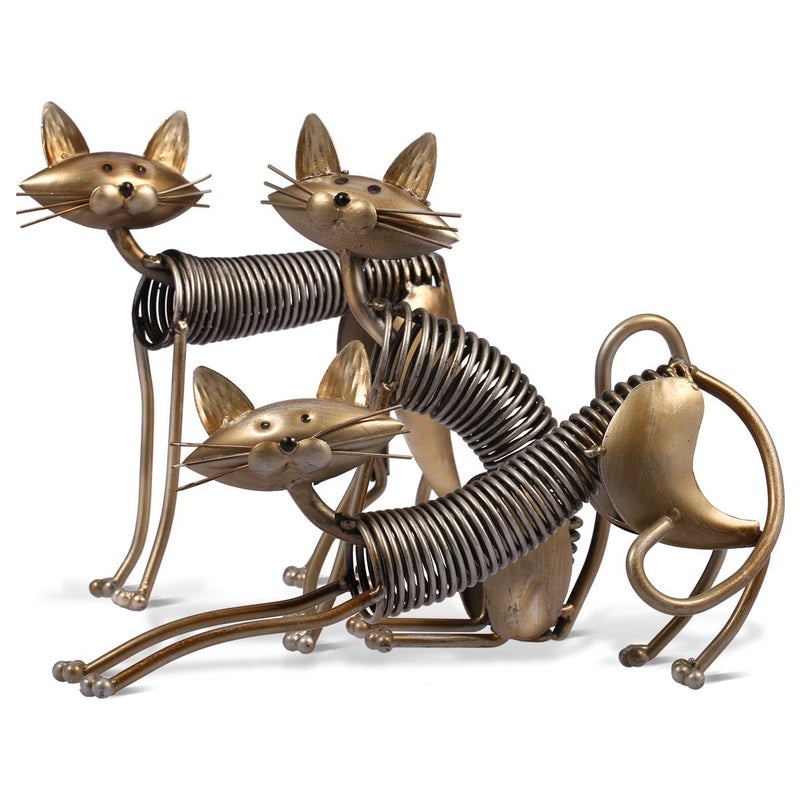 Tooarts Metal Sculpture Iron Art Cat Spring Handicraft Crafting Home Decoration Furnishing Craft - Image 3