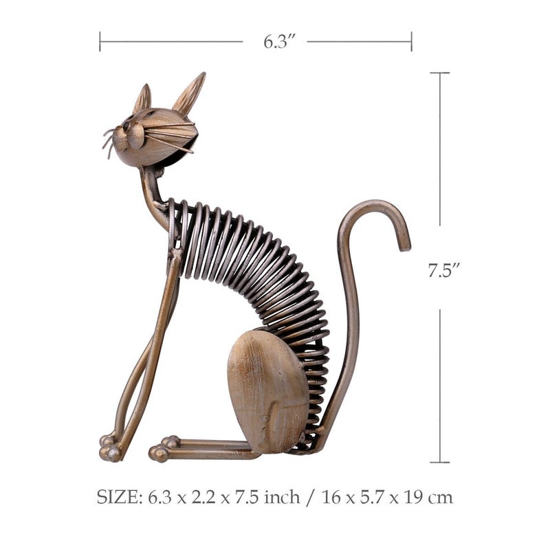 Tooarts Metal Sculpture Iron Art Cat Spring Handicraft Crafting Home Decoration Furnishing Craft - Image 2